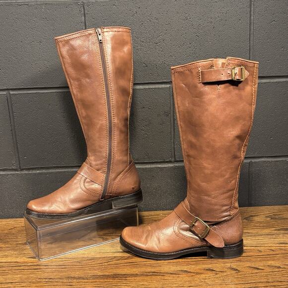 Civico 10 Brown Leather Mid Calf Engineer Biker Boots Women’s 7.5 - Picture 1 of 8